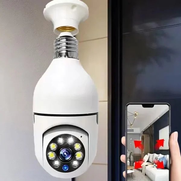 Cámara de Seguridad 360° Tipo Ampolleta – Visión Panorámica y WiFi - Imagen 2