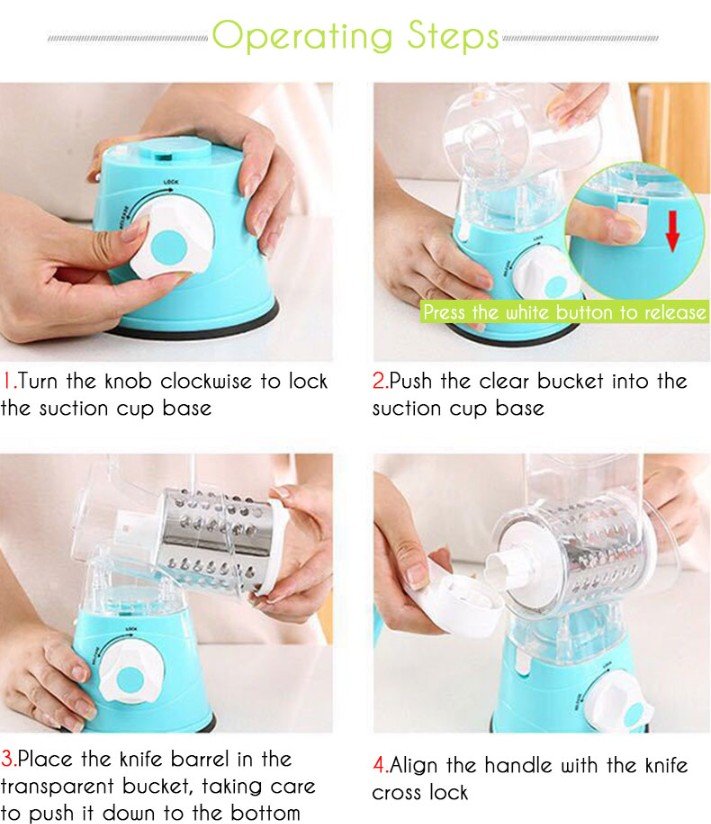 Rebanador y Rallador Multifuncional | Quesos, Vegetales y Frutas - Imagen 3